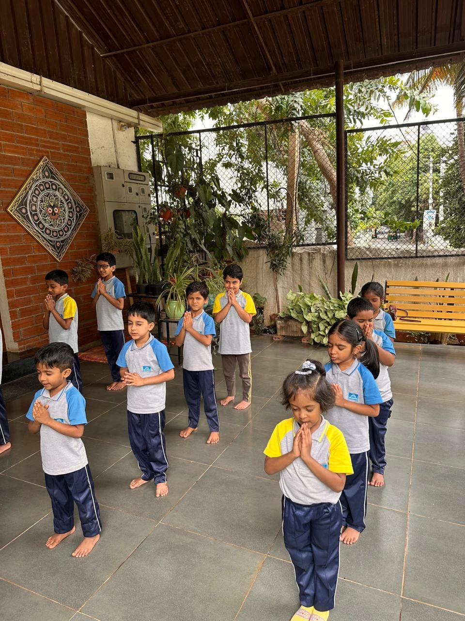Children praying with hands