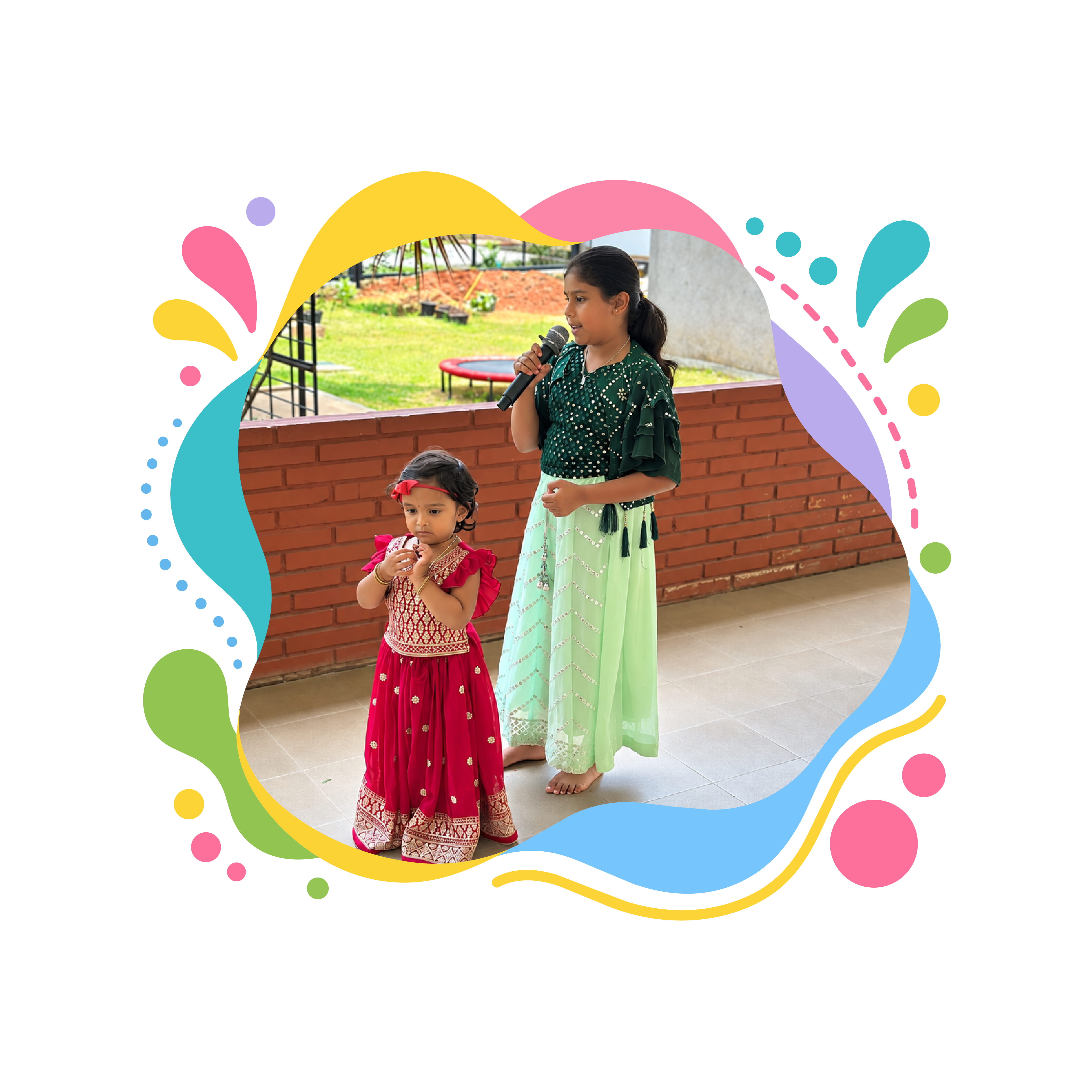 Children playing on the farm and playground at Adra